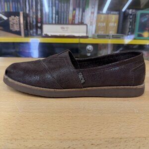 Bobs by Skechers Vegan Faux Leather Slip On Loafer Shoes Brown 9